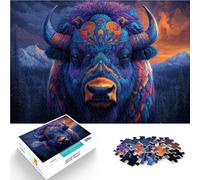 Puzzle 2000 pezzi per adolescenti Animali astratti Bisonte Gioco impegnativo e gioco in famiglia con poster abbinato e foglio di quiz 70x100cm