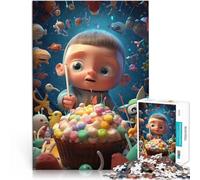 Puzzle 2000 pezzi per adolescenti Animazione divertente con cibo in 3D per bambini Difficile Duro Lista dei desideri con Babbo Natale 70x100cm