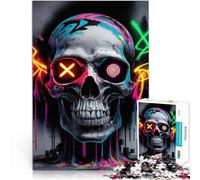 Puzzle 2000 pezzi per adolescenti Arte del teschio punk al neon Giocattolo educativo antistress Lista dei desideri con Babbo Natale 70x100cm