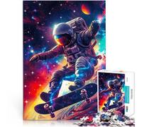 Puzzle 2000 pezzi per adolescenti Astronauta che fa skateboard nello spazio Assemblaggio del modello Migliorare l'amore tra le coppie 70x100cm