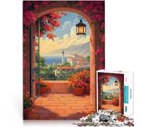 Puzzle 2000 pezzi per adolescenti Balcone Mediterraneo con vista sul faro sfida educativa Lista dei desideri con Babbo Natale 70x100cm