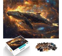 Puzzle 2000 pezzi per adolescenti Balena spaziale che vola tra le stelle Regali di giochi impegnativi con poster abbinato e foglio di quiz 70x100cm