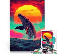 Puzzle 2000 pezzi per adolescenti Balene che saltano al tramonto Giochi di relax con pezzi completamente interconnessi di forma casuale 70x100cm