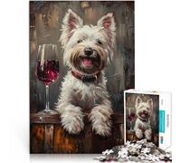 Puzzle 2000 pezzi per adolescenti Bicchiere di vino rosso Westie Sfida difficile Ogni pezzo è unico - Gioco divertente e stimolante per tutta la famiglia 70x100cm