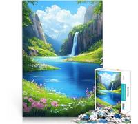 Puzzle 2000 pezzi per adolescenti Cascata e lago di montagna giochi divertenti per famiglie con poster abbinato e foglio di quiz 70x100cm