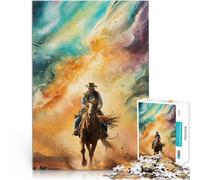 Puzzle 2000 pezzi per adolescenti Cowboy a cavallo attraverso la nebulosa Difficile Duro Decorazione murale Regali unici per compleanno e Natale 70x100cm