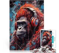 Puzzle 2000 pezzi per adolescenti Cuffie dipinte a forma di gorilla Difficile e sfidante con pezzi completamente interconnessi di forma casuale 70x100cm