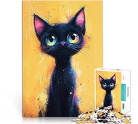 Puzzle 2000 pezzi per adolescenti Dipinto di un simpatico gatto nero Gioco intellettuale Attività divertenti a casa, regali di compleanno, regali di viaggio, 70x100cm
