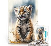 Puzzle 2000 pezzi per adolescenti Disegno ad acquerello di tigre Sollievo dallo stress Decorazione murale Regali unici per compleanno e Natale 70x100cm