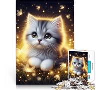 Puzzle 2000 pezzi per adolescenti Gattino carino con lucciole Allena il tuo cervello e le tue mani è ideale come regalo per tutta la famiglia 70x100cm
