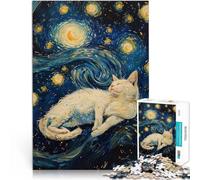 Puzzle 2000 pezzi per adolescenti Gatto bianco della notte stellata Assemblaggio del modello offerte come regali per tutta la famiglia 70x100cm