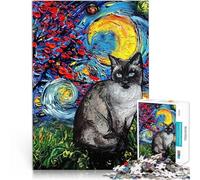 Puzzle 2000 pezzi per adolescenti Gatto Notte Stellata Van Gogh Allena il tuo cervello e le tue mani Migliorare l'amore tra le coppie 70x100cm