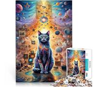 Puzzle 2000 pezzi per adolescenti Gatto psichedelico per il giocattolo di sfida del gioco educativo Regalo di compleanno, regali, arte murale 70x100cm