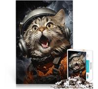 Puzzle 2000 pezzi per adolescenti Gatto spaziale per il giocattolo di sfida del gioco educativo con poster abbinato e foglio di quiz 70x100cm