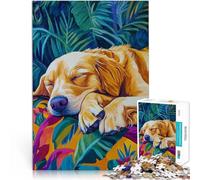 Puzzle 2000 pezzi per adolescenti Golden Retriever addormentato Allena il tuo cervello e le tue mani è ideale come regalo per tutta la famiglia 70x100cm