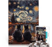 Puzzle 2000 pezzi per adolescenti I gatti della notte stellata giocattoli educativi per l'apprendimento Decorazione d'arte per la casa 70x100cm
