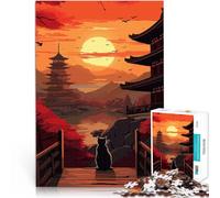 Puzzle 2000 pezzi per adolescenti Il gatto della notte di luna in Giappone apprendimento educativo è ideale come regalo per tutta la famiglia 70x100cm