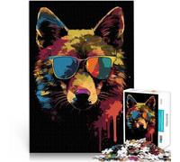 Puzzle 2000 pezzi per adolescenti Lupo con occhiali da sole giocattoli educativi per l'apprendimento Lista dei desideri con Babbo Natale 70x100cm