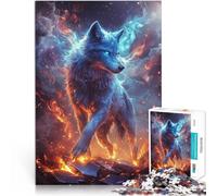 Puzzle 2000 pezzi per adolescenti Lupo di fuoco e ghiaccio Giocattoli di gioco impegnativi con poster abbinato e foglio di quiz 70x100cm