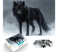 Puzzle 2000 pezzi per adolescenti Lupo nero con occhi luminosi Allena il tuo cervello e le tue mani Migliorare l'amore tra le coppie 70x100cm
