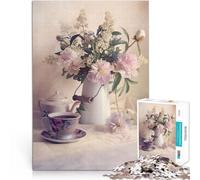Puzzle 2000 pezzi per adolescenti Natura morta con fiori freschi e tazza da tè Giocattoli antistress Migliorare l'amore tra le coppie 70x100cm