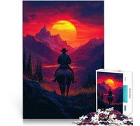Puzzle 2000 pezzi per adolescenti Passeggiata al tramonto in stile cowboy Gioco rompicapo con poster abbinato e foglio di quiz 70x100cm