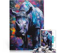 Puzzle 2000 pezzi per adolescenti Pittura del rinoceronte Rinho Gioco intellettuale giocattolo Adatto per la decorazione del desktop 70x100cm