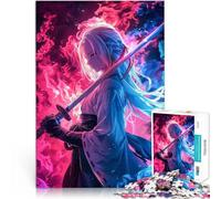 Puzzle 2000 pezzi per adolescenti ragazza anime samurai al neon Per il divertimento in famiglia con poster abbinato e foglio di quiz 70x100cm