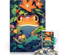 Puzzle 2000 pezzi per adolescenti Rana con le cuffie nei fiori Gioco di famiglia antistress sfida difficile Decorazione della casa 70x100cm
