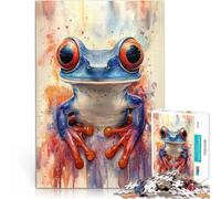 Puzzle 2000 pezzi per adolescenti Rana dagli occhi rossi ad acquerello Giocattoli da gioco Regalo di compleanno, regali, arte murale 70x100cm