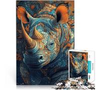 Puzzle 2000 pezzi per adolescenti Rinoceronte animale per il giocattolo di sfida del gioco educativo con poster abbinato e foglio di quiz 70x100cm
