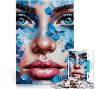 Puzzle 2000 pezzi per adolescenti Ritratto con stampa floreale blu Gara di velocità delle mani offerte come regali per tutta la famiglia 70x100cm