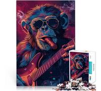 Puzzle 2000 pezzi per adolescenti Sigaro chitarra Rockin Monkey Per il divertimento in famiglia con poster abbinato e foglio di quiz 70x100cm