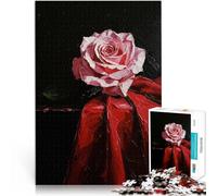 Puzzle 2000 pezzi per adolescenti Singola rosa rosa su tessuto rosso Rompicapo per Ogni pezzo è unico - Gioco divertente e stimolante per tutta la famiglia 70x100cm