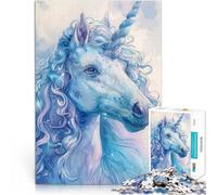 Puzzle 2000 pezzi per adolescenti Unicorno bianco blu per il giocattolo di sfida del gioco educativo Collezione di artisti, Belle arti 70x100cm