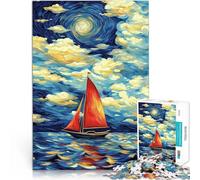 puzzle 2000 pezzi per adulti Barca a vela sotto un cielo vorticoso Taglio di precisione Decorazione murale Regali unici per compleanno e Natale 70x100cm