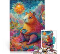 puzzle 2000 pezzi per adulti Capibara con caffè Difficile da completare ma divertente e umoristico Adatto per la decorazione del desktop 70x100cm