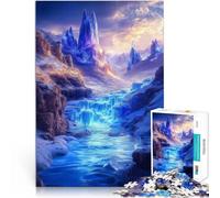 puzzle 2000 pezzi per adulti Cascata con canyon di cristallo blu brillante Sfida difficile Gioco educativo per compleanno e Natale 70x100cm