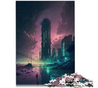 Puzzle 2000 pezzi per adulti, città futuristica, giocattoli antistress con pezzi di forme casuali completamente ad incastro, 70 x 100 cm