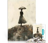 puzzle 2000 pezzi per adulti Donna con ombrello sotto la pioggia sfida educativa Decorazione murale Regali unici per compleanno e Natale 70x100cm