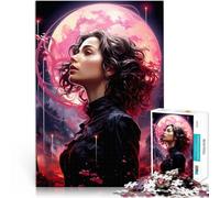 puzzle 2000 pezzi per adulti donna sotto la luce rosa della luna Sfida difficile Ogni pezzo è unico - Gioco divertente e stimolante per tutta la famiglia 70x100cm