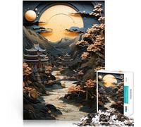 puzzle 2000 pezzi per adulti Eclissi giapponese dorata Difficile da completare ma divertente e umoristico Decorazione d'arte per la casa 70x100cm