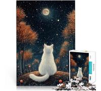 puzzle 2000 pezzi per adulti Gatto che osserva la luna per il giocattolo di sfida del gioco educativo Adatto per la decorazione del desktop 70x100cm