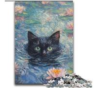 Puzzle 2000 pezzi per adulti Gatto nero nel fiume per età 14 e oltre Giochi divertenti Attività divertenti a casa, regali di compleanno, regali di viaggio 70x100cm