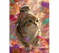 Puzzle 2000 Pezzi per Adulti Gatto petalo colorato, Intrattenimento Creativo, Divertimento, puzzle 2000 pezzi Arte, Idea Regalo per Amore e Amico