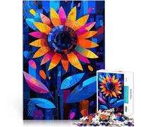 puzzle 2000 pezzi per adulti Geometria espressionista Girasole - Arte floreale astratta vibrante Sollievo dallo stress Un'opera d'arte 70x100cm