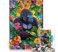 puzzle 2000 pezzi per adulti Gorilla nella giungla in vetro colorato Difficile e sfidante offerte come regali per tutta la famiglia 70x100cm