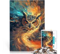 Puzzle 2000 pezzi per adulti gufo fiamme arancione e blu puzzle educativo di apprendimento regalo di compleanno, regali 27,56 "x 39,37" per 14 anni