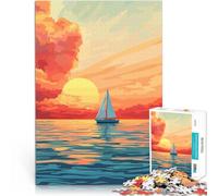 puzzle 2000 pezzi per adulti Illustrazione minimalista di una barca a vela al tramonto Difficile e sfidante Ottimo regalo per i giochi 70x100cm