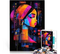 puzzle 2000 pezzi per adulti La ragazza con l'orecchino di perla - Ritratto astratto al neon Gioco a quiz per la decorazione della casa 70x100cm
